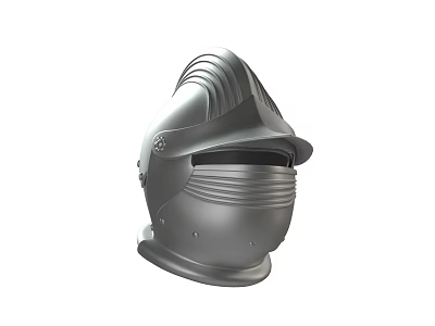 Medieval Knight Helmet With Metallic Armor Design And Visor Striped Details 3d model