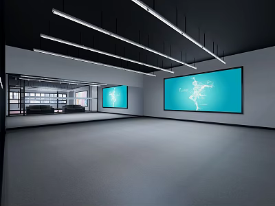 Modern Open Concept Fitness Gym Space With Workout Equipment And Design Elements 3d model