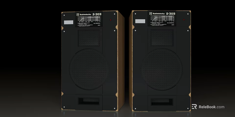 Dual SoundMax SP-300 Speakers Black Design Grille And Audio Interface Features 3d model 