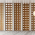 Decorative Wooden Partitions With Various Geometric Patterns For Interior Design 3d model