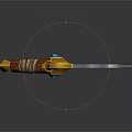 Ornate Golden Dagger With Wrapped Rope Handle Blue Blade And Metallic Shine