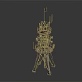 Steel Communication Tower With Multiple Platforms And Antennas Metal Structure For Signal Transmission