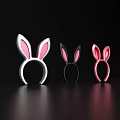 Cute Glowing Rabbit Ear Headbands Set Of Three Colors For Daily Use