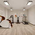 Modern Fitness Studio Interior With Workout Equipment And Relaxation Chair