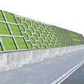 Architectural Exterior Wall Design With Green Hexagonal Panels And Gray Concrete Base