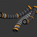Black And Yellow Corrugated Hoses With Metal Connectors For Industrial Equipment