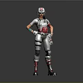 Futuristic Game Movie Character Wearing Gray Pink Outfit Helmet Goggles Red Waist And Leg Gear