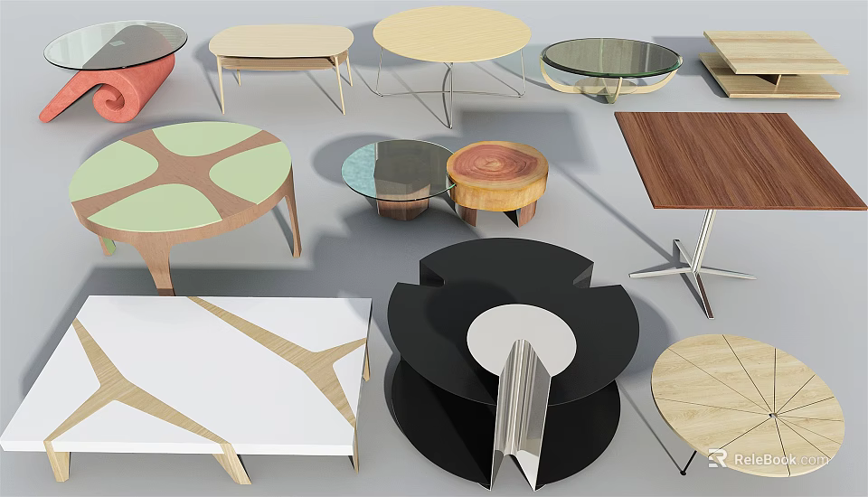 Diverse Modern Coffee Tables With Creative Shapes And Unique Design Elements 3d model