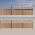 Brown Wooden Fence With Lattice Design And Slats For Outdoor Garden Use