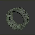 Car Tire With Deep Tread Pattern 3D Render On Gray Background