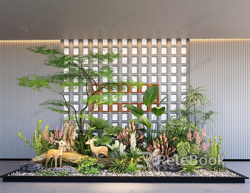 Indoor landscape landscaping courtyard sketch plant combination plant pile model