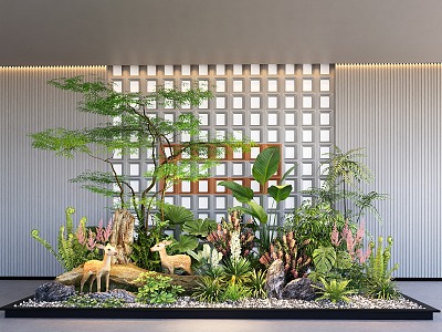 Indoor landscape landscaping courtyard sketch plant combination plant pile model