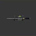 Traditional Japanese Katana Displayed On Golden Black Decorative Stand With Intricate Handle And Green Accent