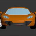 Orange Sports Car 3D Model With Blue Windows And Black Background Reflection 3d model