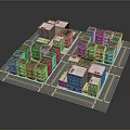 Urban Architectural Building Model With Street Layout And Multiple Structures