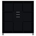 Black Storage Cabinet with Multiple Compartments and Drawers for Home Organization