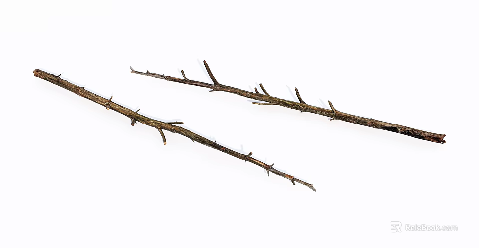 Natural Stone and Wood Branches for Rustic Decorative Projects 3d model
