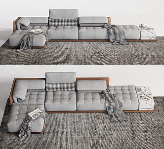 Modern Corner Sofa Multi-Person Sofa Casual Sofa Blanket 3d model