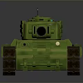 Detailed Green Armored Tank With Turret Cannon And Metal Tracks Design