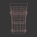 Public Facility Shopping Cart Featuring Metal Frame Red Accents And Rolling Wheels