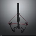 Mechanical Crossbow Weapon With Red Strings Black Metal Body And Support Structure 3d model