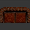 Elegant Red Velvet Tufted Two Seater Sofa With Decorative Stitching And Wooden Legs