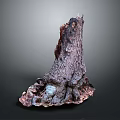 Natural Tree Stump Decorative Piece With Rough Surface Dark Purple And Light Tones