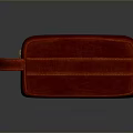 Red Leather Toiletry Bag With Strap And Stitched Details For Daily Use