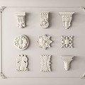 Simple European-style architectural components Roman column head beam support carved 3d model