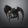 Majestic Black Dragon With Red Wings White Horns And Detailed Scales