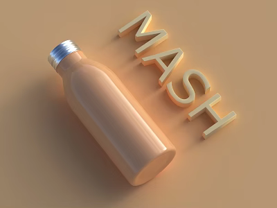 Brown Handle with Silver Details on Beige Background and Gold MASH Letters 3d model