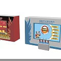 Smart Fire Extinguishing Experience Exhibition Booths Design With Red Blue Backgrounds Flame Patterns And Panda