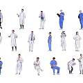 Multiple Medical Staff In Different Uniforms With Various Poses And Professional Attire