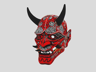 Japanese Ghost Samurai Mask Ornaments 3d model
