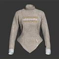 Beige Turtleneck Sweater Design With Stylish Panel Details And Decorative Strips And White Cuffs