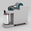 Industrial Equipment With Silver Main Body Rotary Drum And Blue Gear Mechanism