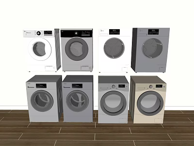 Washing Machines In Various Colors And Modern Designs For Home Use 3d model