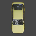 Yellow Classic Two Door Car With Black Stripes And Vintage Design Front View