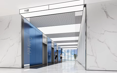 modern elevator hall 3d model