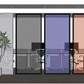 Modern office gradient glass partition 3d model