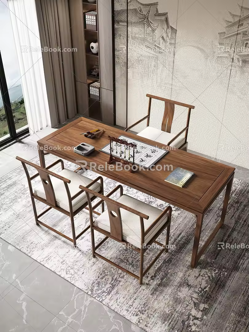 Tea Room Tea-making Table and Chair Combination Large Board Table Kung Fu Tea Table Tea Table Tea Table Tea smothering Tea-making Table Balcony Tea Table 3d model
