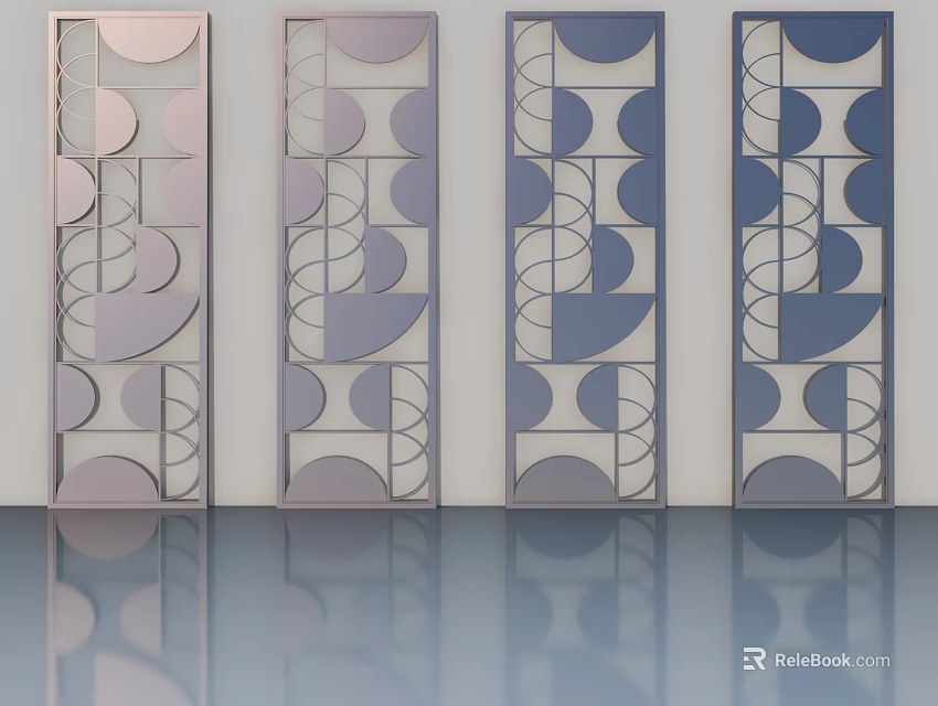 Modern Hinged Doors With Geometric Patterns And Colorful Design For Interior Decor 3d model 