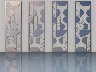 Modern Hinged Doors With Geometric Patterns And Colorful Design For Interior Decor 3d model