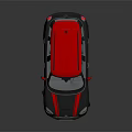 Gray MINI SUV With Red Roof And Sporty Red Stripes On Body