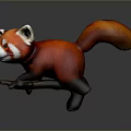 Adorable Orange Red Panda Plush Figure With White Ears Perched On Tree Branch