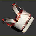 White Quilted Backpack with Red Accents Handle Zipper and Front Pocket 3d model