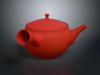 Red Modern Teapot With Smooth Surface And Practical Design For Daily Use 3d model