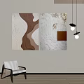 Abstract Wall Paintings With Wavy Patterns Brown Square And Modern Pendant Lights 3d model