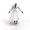White Belted Robe With Long Sleeves And Pockets For Daily Life Use