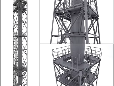 Industrial Pipe Structure With Metal Framework Multi Level Platforms And Ladders 3d model